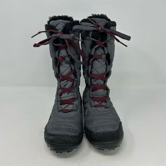 Columbia Kids Minx Mid III Waterproof Lace Up Boots Gray Size 4 Winter Hiking - Picture 2 of 9